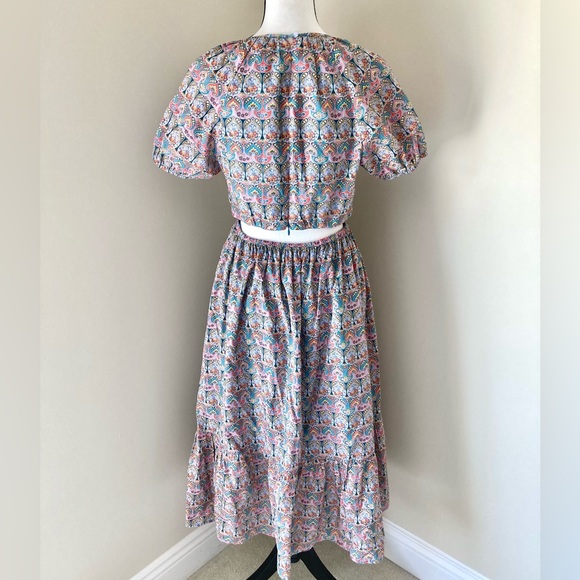 J CREW LIBERTY Fabric CUTOUT ORGANIC COTTON GIORGIA DUKE PRINT Midi DRESS Size 6 - Picture 8 of 15